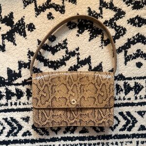 Loeffler Randall Snake Print Leather Shoulder Bag